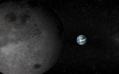 Poster  Cosmos et Terre plus petits que la Lune