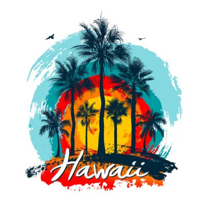 Poster  Coucher de soleil coloré à Hawaï