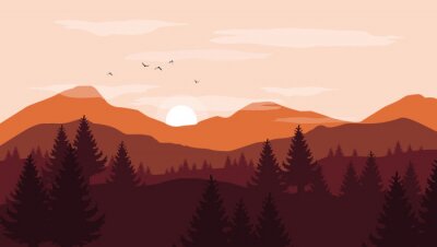 Poster  Coucher de soleil d'automne dans les montagnes