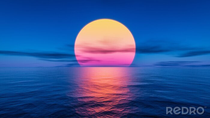 Poster  Coucher de soleil spectaculaire sur la mer