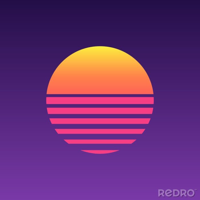 Poster  Coucher de soleil sur fond violet