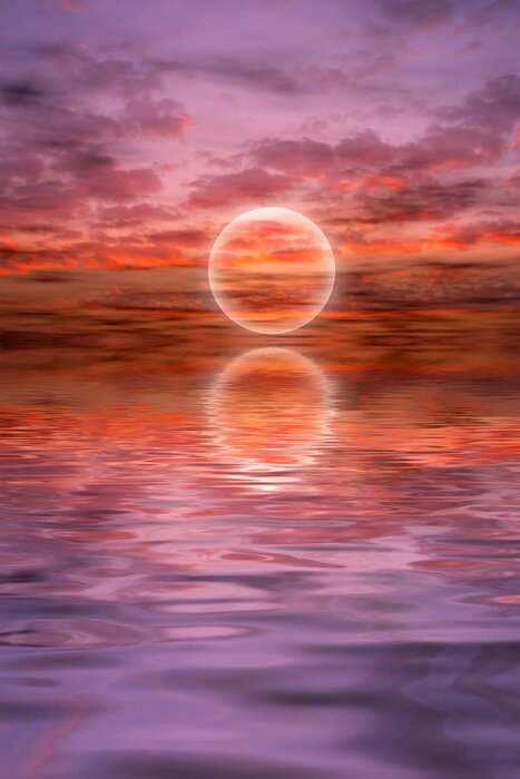 Poster  Coucher de soleil sur la mer calme