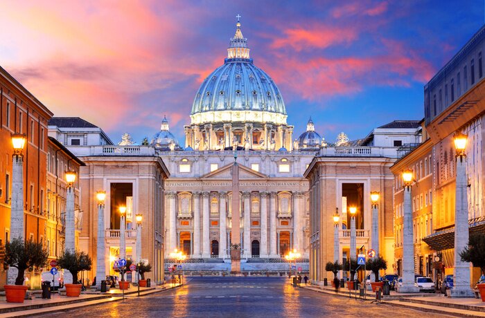 Poster  Coucher de soleil sur le Vatican illuminé