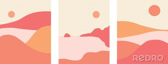 Poster  Coucher de soleil sur une illustration minimaliste