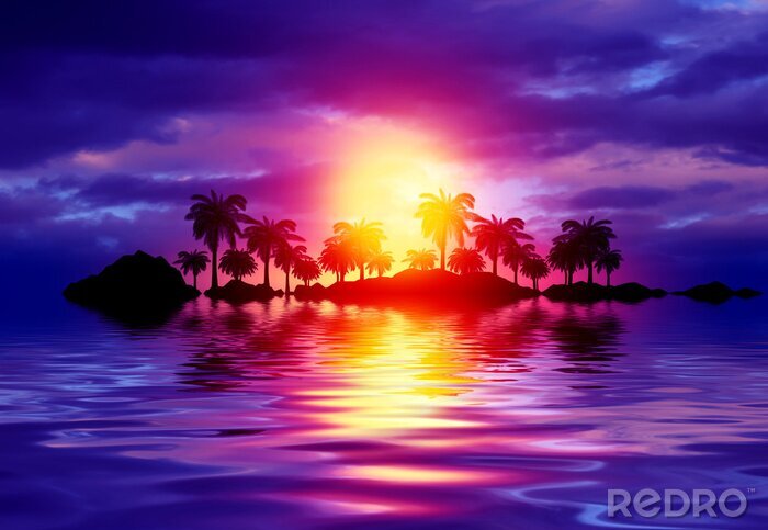 Poster  Coucher de soleil sur une plage des tropiques