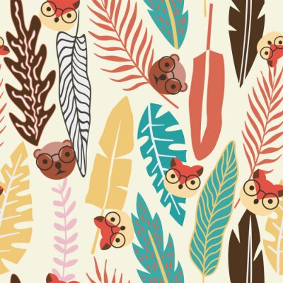 Couleur abstraite tropical feuilles fond animal plat sans soudure
