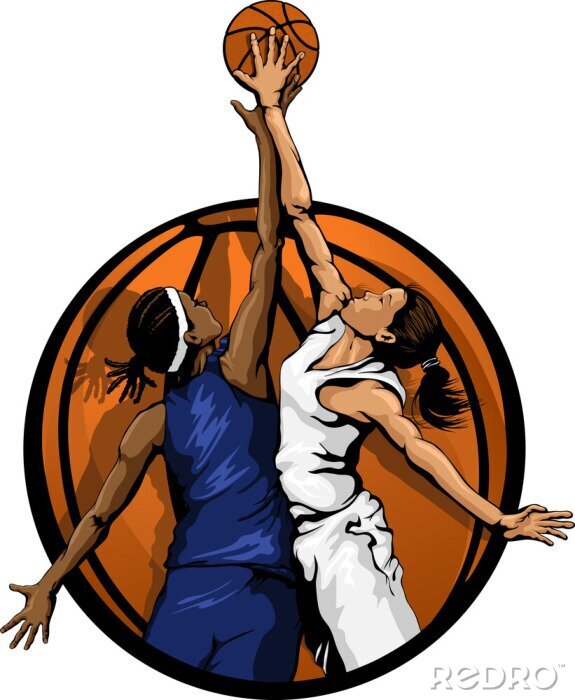 Poster  Couleur Basketball femmes Jump Ball