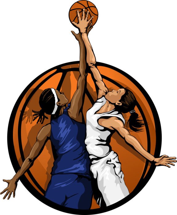 Poster  Couleur Basketball femmes Jump Ball