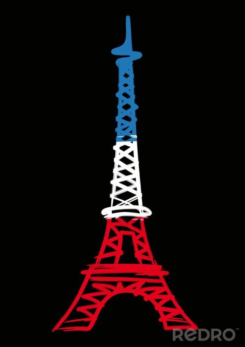 Poster  Couleurs du drapeau de Paris et de la Tour Eiffel