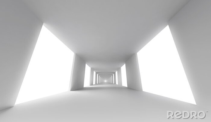 Poster  Couloir blanc vide. Abstract architecture 3d