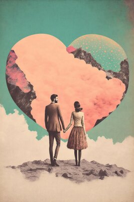 Poster  Couple amoureux illustration surréaliste