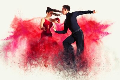 Poster  Couple de danse de salon en rouge
