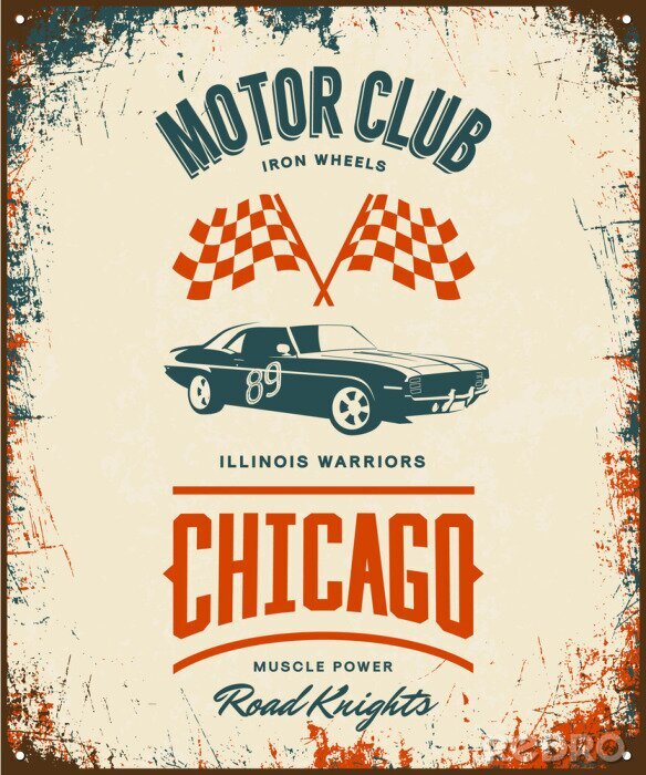 Poster  Course automobile à Chicago