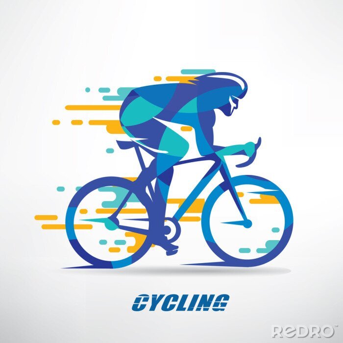 Poster  course cycliste fond stylisé, cycliste vecteur silhouette