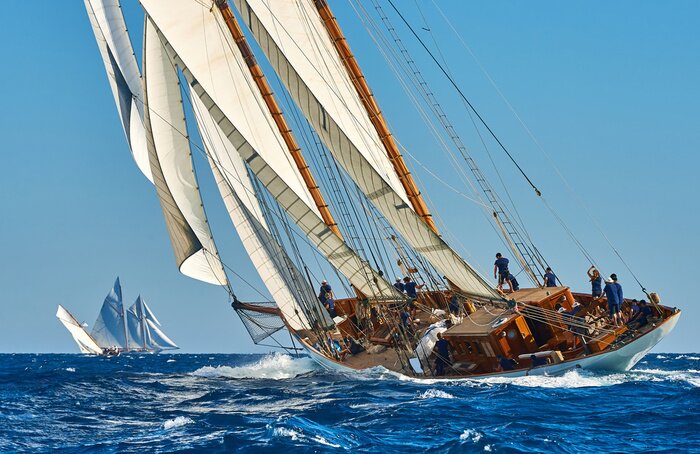 Poster  Course de voiliers. Yachting. Voile. Régate. Voiliers classiques