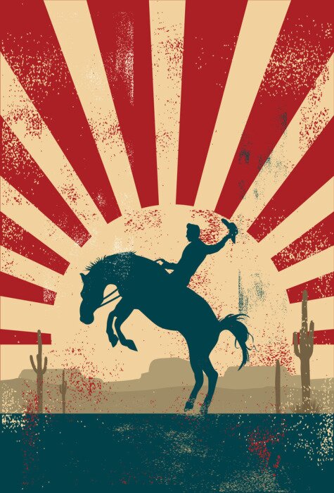 Poster  Cowboy sur une illustration vintage