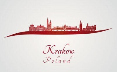 Poster  Cracovie horizon en rouge
