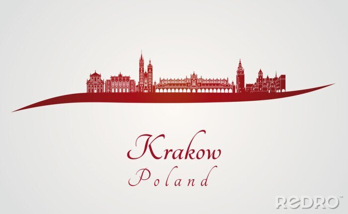 Poster  Cracovie horizon en rouge