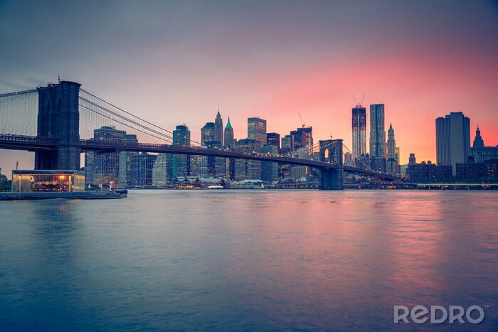 Poster  Crépuscule et pont de Brooklyn