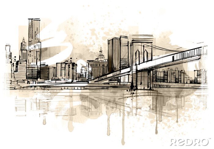 Poster  Croquis au crayon de New York