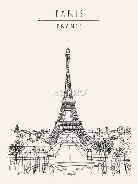 Poster  Croquis de la Tour Eiffel parisienne