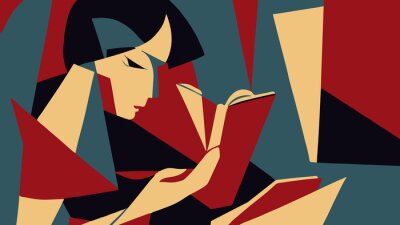 Poster  Cubisme femme avec un livre