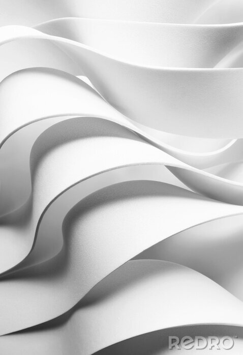 Poster  Curved elements, white abstract background