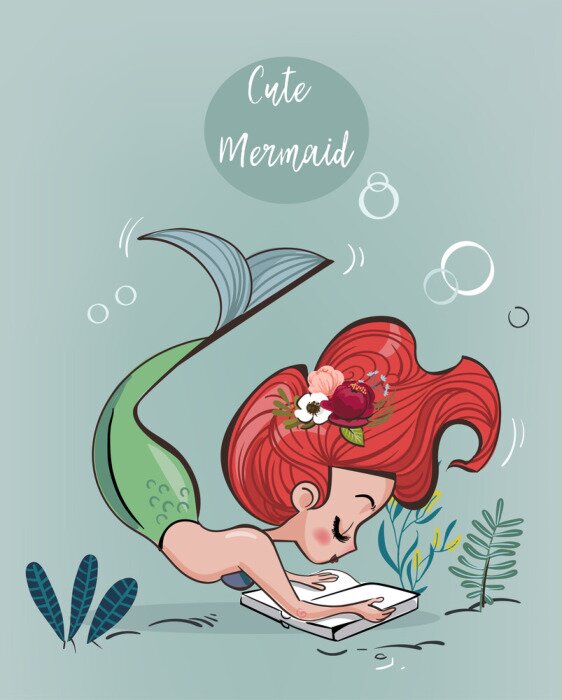 Poster  Cute cartoon mermaid