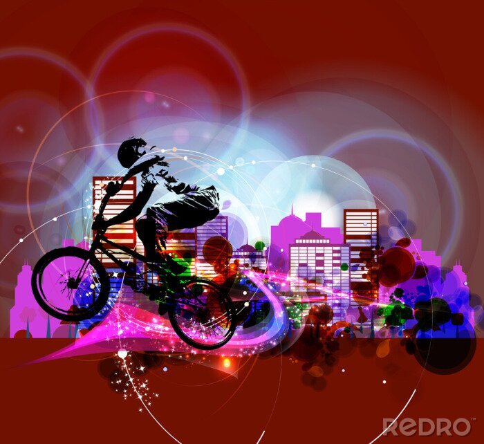 Poster  Cycslite et ville vue abstraite