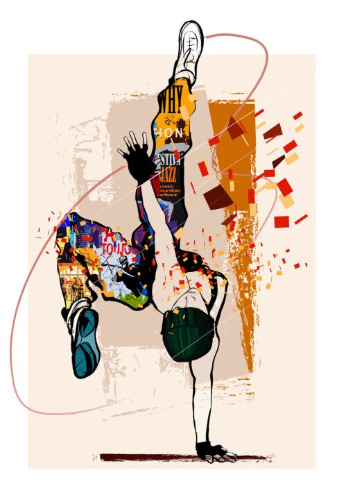 Poster  Danseur de hip hop sur fond grunge