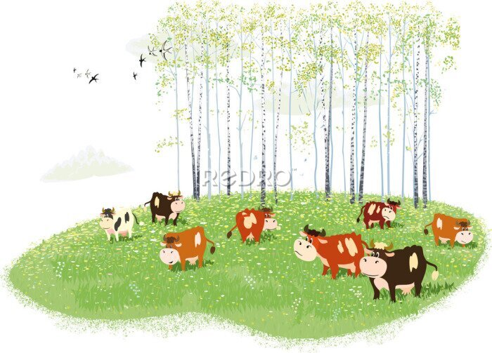 Poster  De joyeuses vaches version dessin animé