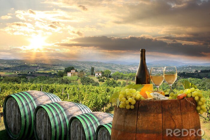 Poster  Dégustation de vin sous le soleil toscan