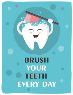 Poster  Dent, brosse dents, Sourire