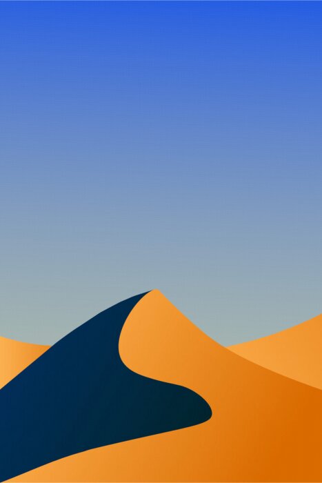 Poster  Desert landscape with blue sky and clouds