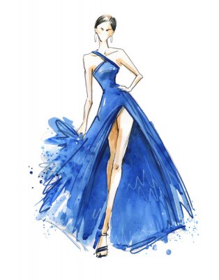 Design de mode robe bleue