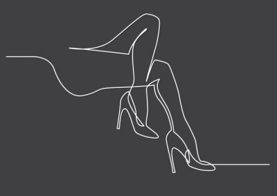 Sticker  dessin au trait continu de jambes de femmes nues en hauts talons