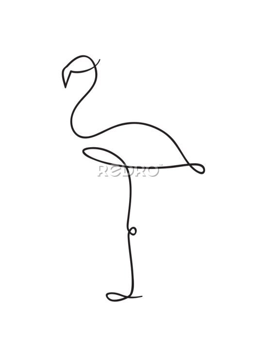 Poster  Dessin au trait Flamingo