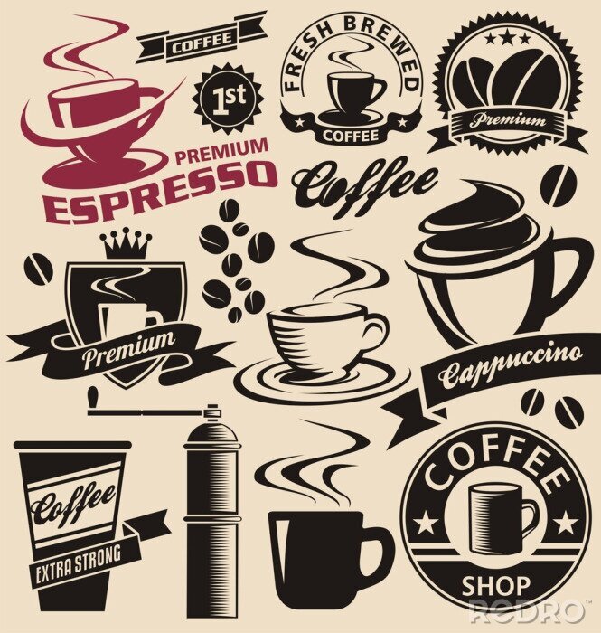 Poster  Dessin avec des symboles café