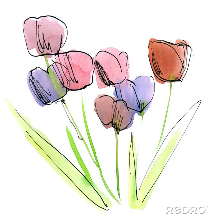 Poster  Dessin coloré de fleurs
