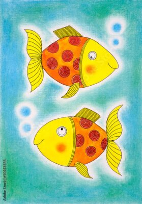 Poster  Dessin d'un poisson rouge de conte de fées