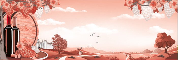 Poster  Dessin d'un panorama de la Toscane