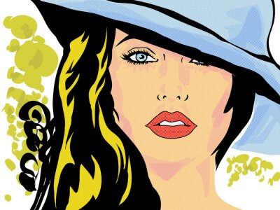 Poster  Dessin d'une femme avec un chapeau