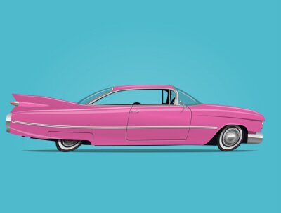 Dessin de dessin animé illustration vectorielle de la voiture vintage rose.