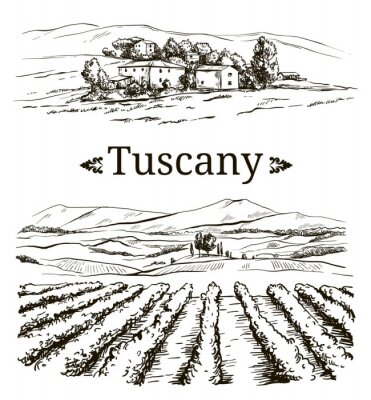 Poster  Dessin de la Toscane avec inscription