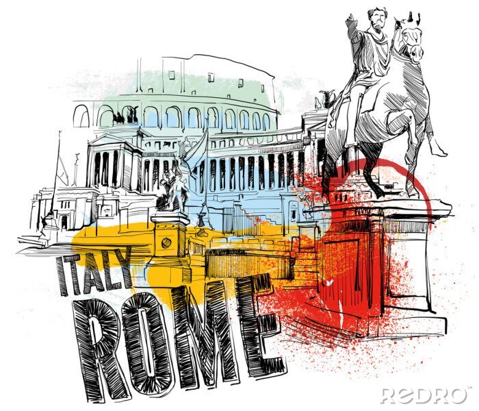 Poster  Dessin de Rome Italie