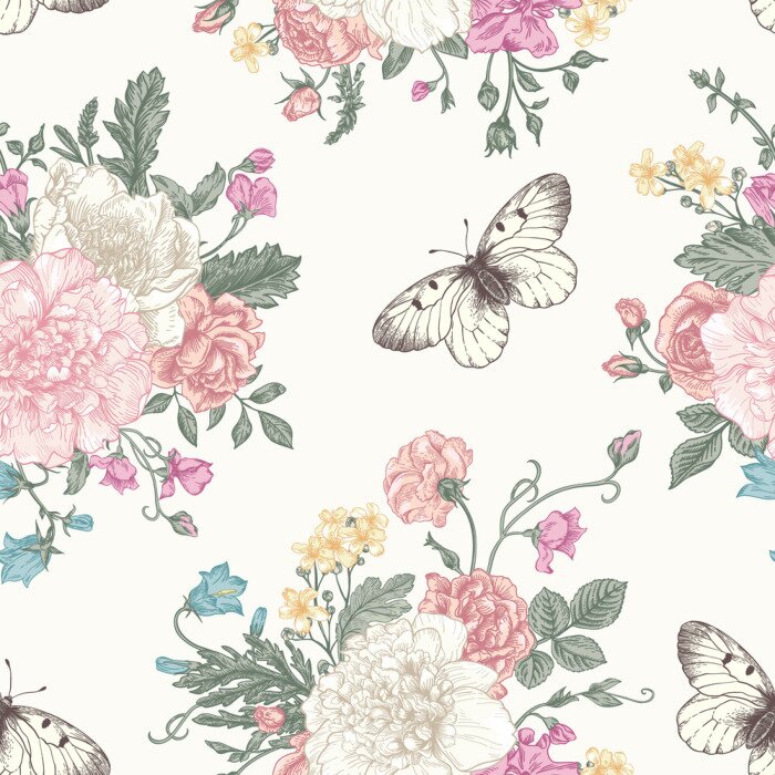 Poster  Dessin en couleurs shabby chic