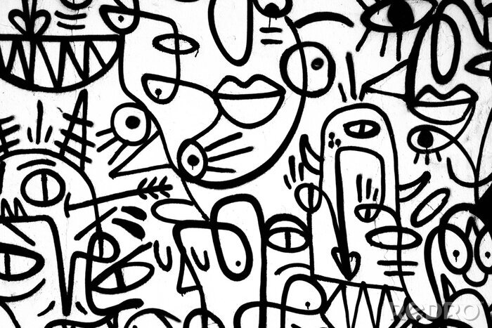 Poster  Dessin noir et blanc : abstraction style graffiti
