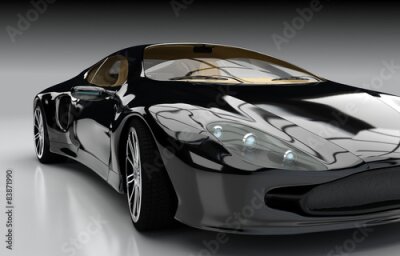 Poster  Detailansicht Schwarzer Sportwagen