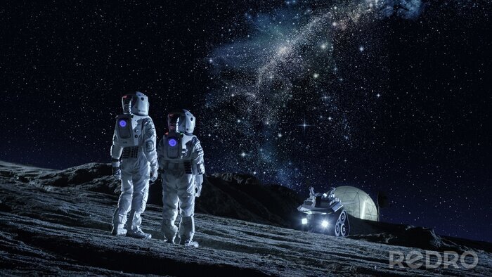 Poster  Deux astronautes en costume