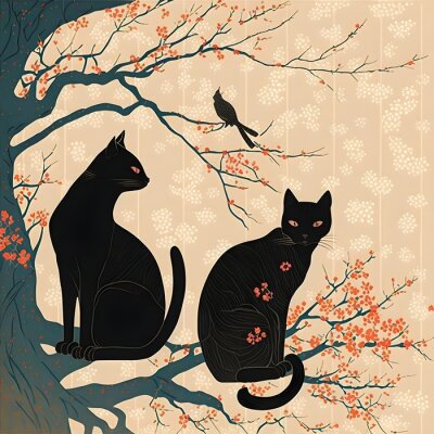 Poster  Deux chats noirs